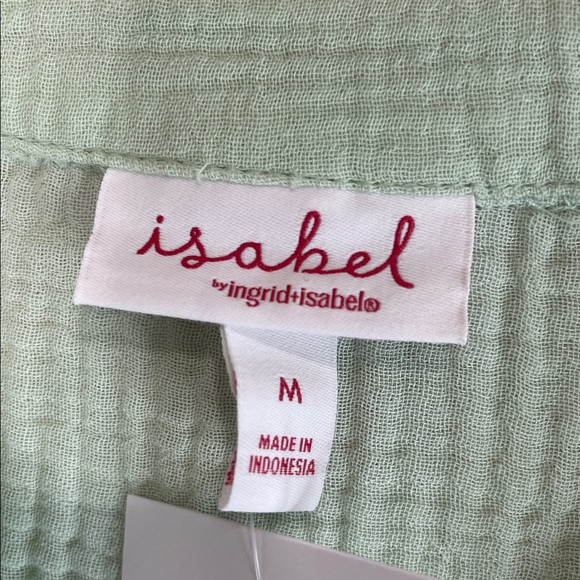 Isabel by Ingrid+Isabel NWT Short Sleeve V-Neck Maternity Gauze Blouse Sage M - Picture 7 of 10